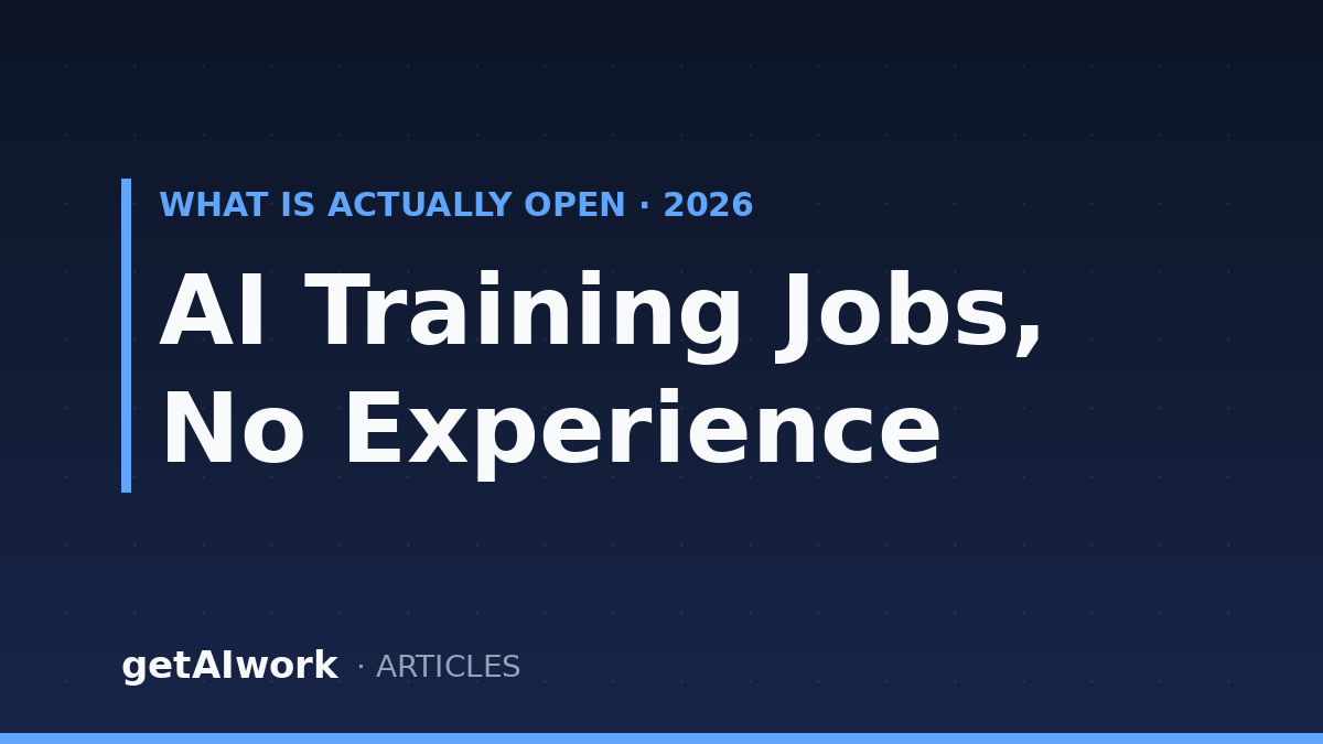 AI Training Jobs With No Experience: What Is Actually Open (2026)