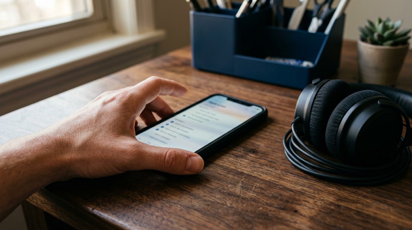 A smartphone showing task work rests on a desk, representing options beside anthropic jobs.