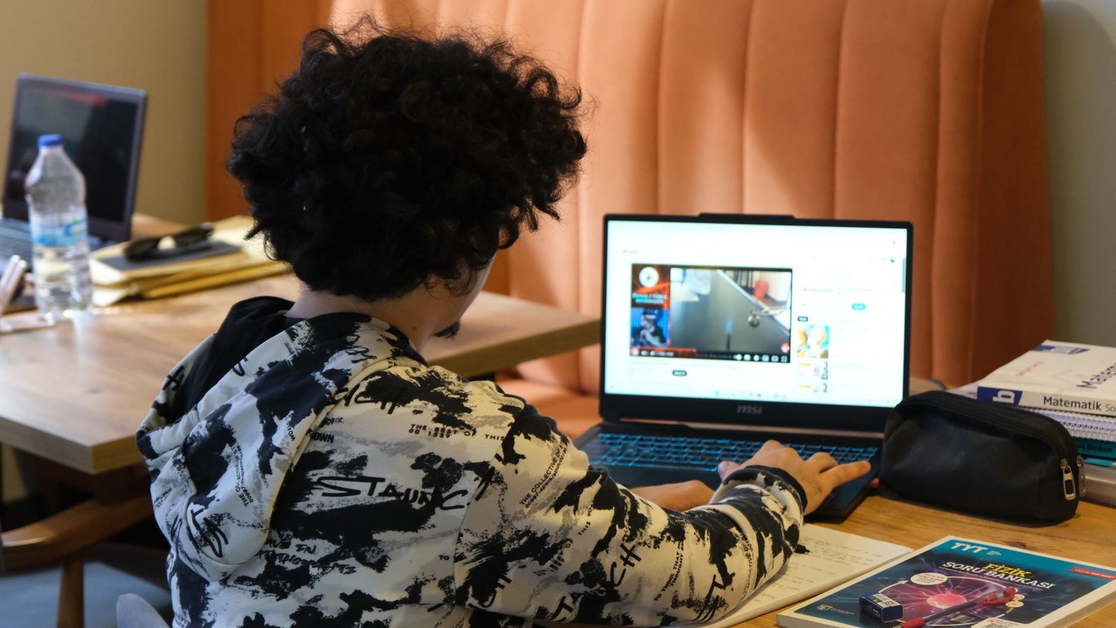 Studying at a laptop