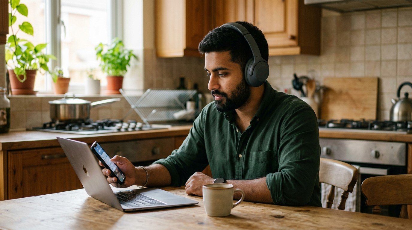 A man evaluating microtask platforms while researching alternative microsoft ai careers pathways.